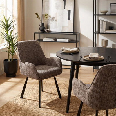Fwstyle Set Of 2 Amelia Fawn Chenille Upholstered Swivelling Dining Chairs - image 1