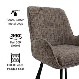 Fwstyle Set Of 2 Amelia Fawn Chenille Upholstered Swivelling Dining Chairs - thumbnail 3