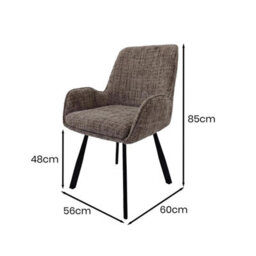 Fwstyle Set Of 2 Amelia Fawn Chenille Upholstered Swivelling Dining Chairs - thumbnail 5