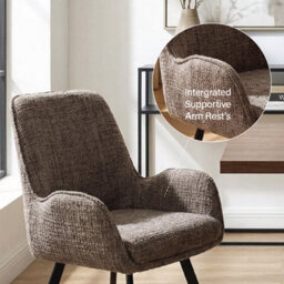 Fwstyle Set Of 2 Amelia Fawn Chenille Upholstered Swivelling Dining Chairs - thumbnail 2