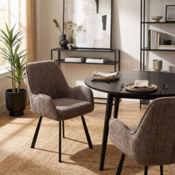 Fwstyle Set Of 2 Amelia Fawn Chenille Upholstered Swivelling Dining Chairs - thumbnail 1