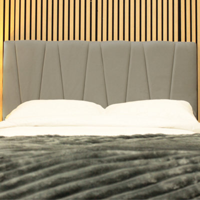 "Urban Textures - Vallor Luxury 26"" High Velvet Fabric Upholstered Headboard - Grey" - image 1