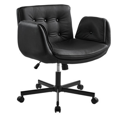 Living And Home Black Pu Leather Office Chair With Armrests And Wheels - image 1