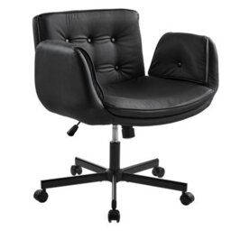 Living And Home Black Pu Leather Office Chair With Armrests And Wheels - thumbnail 1