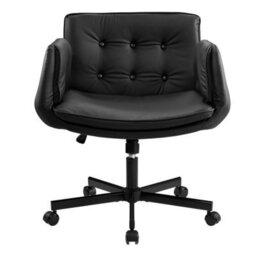 Living And Home Black Pu Leather Office Chair With Armrests And Wheels - thumbnail 2
