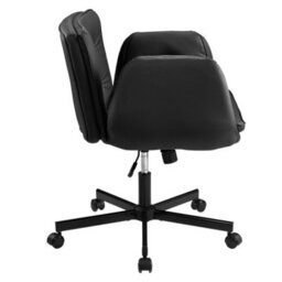 Living And Home Black Pu Leather Office Chair With Armrests And Wheels - thumbnail 3