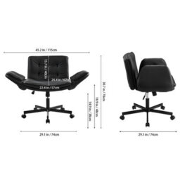 Living And Home Black Pu Leather Office Chair With Armrests And Wheels - thumbnail 5