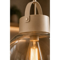 Luminosa Lighting Luminosa Hanson Dome Pendant Ceiling Light Beige Clear Glass Shade 1X E27 - thumbnail 3