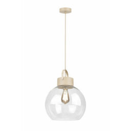 Luminosa Lighting Luminosa Hanson Dome Pendant Ceiling Light Beige Clear Glass Shade 1X E27 - thumbnail 1