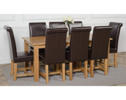 That's Furniture Oslo 180 X 90 Cm Large Oak Dining Table And 8 Chairs Dining Set With Washington Brown Leather Chairs - thumbnail 3