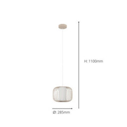 Eglo Terrarosa Wireframe Steel And Fabric Contemporary Single Pendant, Sandy - thumbnail 4