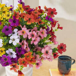 10 Artificial Silk Flower Bouquets, Fake Plants, Uv Resistant Greenery, Shrubs, Indoor And Outdoor Hanging Plants (Purple) - thumbnail 3