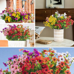 10 Artificial Silk Flower Bouquets, Fake Plants, Uv Resistant Greenery, Shrubs, Indoor And Outdoor Hanging Plants (Purple) - thumbnail 7