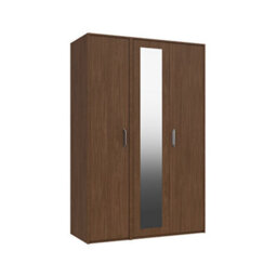 Hazlemere 3 Door Robe With Mirror - Walnut On Express Delivery And Ready Assembled - thumbnail 2