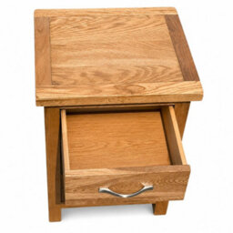 Rustic Oak 3 Drawer Assembled Bedside Table Chrome Handles - thumbnail 5