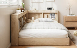 Btm 3Ft Storage Bed 90X190Cm White Oak Made Of Mdf And Plywood Frame For Kids Teens With Drawers - thumbnail 9
