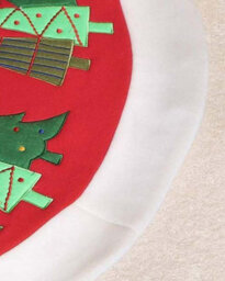 Dibor Red Embroidered Fleece Christmas Tree Skirt With White Trim, 89 Cm. - thumbnail 5