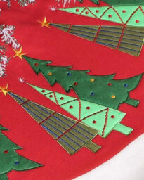 Dibor Red Embroidered Fleece Christmas Tree Skirt With White Trim, 89 Cm. - thumbnail 4