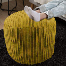 istyle mode Mustard Jumbo Cord Footstool Oval Pouffe, Corduroy Ottoman Bean Bags 40Cm X 35Cm - thumbnail 4