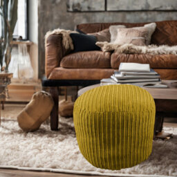 istyle mode Mustard Jumbo Cord Footstool Oval Pouffe, Corduroy Ottoman Bean Bags 40Cm X 35Cm - thumbnail 7