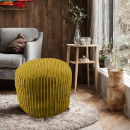 istyle mode Mustard Jumbo Cord Footstool Oval Pouffe, Corduroy Ottoman Bean Bags 40Cm X 35Cm - thumbnail 6