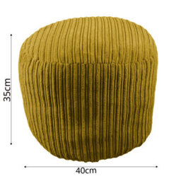 istyle mode Mustard Jumbo Cord Footstool Oval Pouffe, Corduroy Ottoman Bean Bags 40Cm X 35Cm - thumbnail 3