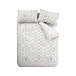 Catherine Lansfield Cameo Floral Reversible King Duvet Cover Set With Pillowcases Soft Green - thumbnail 5
