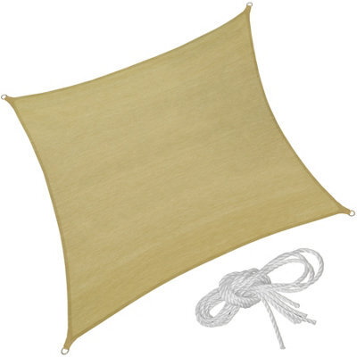 Tectake Shade Sail - Rectangular With Uv Protection 50+, Water-Repellent - 4 X 4 M - Beige - image 1