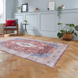 Red Traditional Bordered Geometric Rug Easy To Clean Living Room And Bedroom-120Cm X 170Cm - thumbnail 2