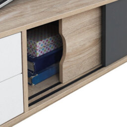 Timber Art Design Alford Scandinavian Tv Unit Stand 120Cm Media Cabinet + Drawers Oak Grey - thumbnail 4