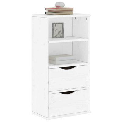 Walplus Side Cabinet With Drawers Odda White 40X24X79 Cm Solid Wood Pine - image 1
