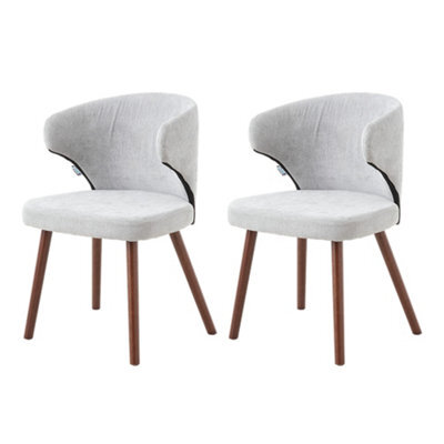 Thehotsale Grey Set Of 2 Chenille Dining Chairs With Ergonomic Backrest And Oak Wood Legs - image 1