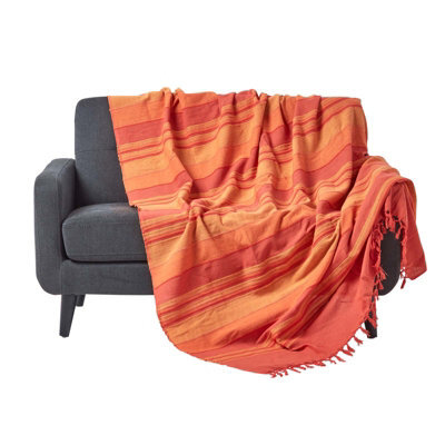 Homescapes Cotton Morocco Striped Terracotta Throw, 150 X 200 Cm - image 1