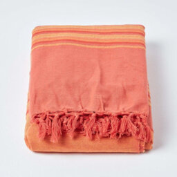 Homescapes Cotton Morocco Striped Terracotta Throw, 150 X 200 Cm - thumbnail 2