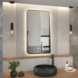 Royal Bathrooms Verona 900 X 500mm Matt Black Backlit Led Illuminated Framed Mirror With Demister Pad & Touch Sensor - thumbnail 5