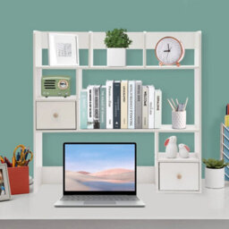 Wooden Desktop Bookshelf Office Dorm Desk Organizer Storage Shelf Display Rack - thumbnail 6