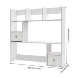 Wooden Desktop Bookshelf Office Dorm Desk Organizer Storage Shelf Display Rack - thumbnail 2