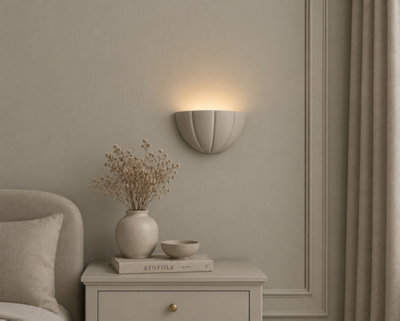 Valuelights Leonardo Moss Green Ceramic Scallop Flush Wall Sconce Light And Bulb - image 1