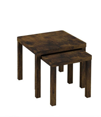 Urbn-Living Urbnliving Set Of 2 Square Wooden Nesting Stacking Coffee Side Tables Living Room Furniture, Rustic Brown - image 1