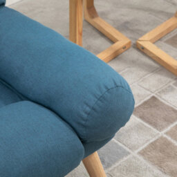 Homcom Recliner With Footstool, Reclining Chair With Adjustable Back, Blue - thumbnail 8