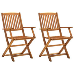 Berkfield Folding Outdoor Chairs 2 Pcs Solid Acacia Wood - thumbnail 1