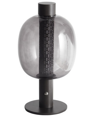 Wyld And Coco Black Led Wireless Table Lamp With Aluminium Stand And Clear Oval Glass Shade, W15 X D15 X H30Cm - image 1