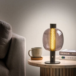 Wyld And Coco Black Led Wireless Table Lamp With Aluminium Stand And Clear Oval Glass Shade, W15 X D15 X H30Cm - thumbnail 2