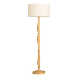 Valuelights Victoria Candlestick Light Wood Floor Lamp With Cream Boucle Drum Shade - thumbnail 2