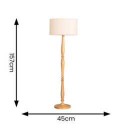 Valuelights Victoria Candlestick Light Wood Floor Lamp With Cream Boucle Drum Shade - thumbnail 6