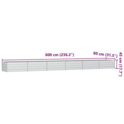 Berkfield Practical Garden Raised Bed 600X80X45 Cm Galvanized Steel Silver - thumbnail 7