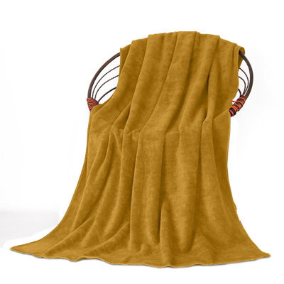 Oxford Homeware Reversible Throw Blanket Soft Warm & Sofa, Bed Fleece Throw, Ochre (Double 150X200Cm)