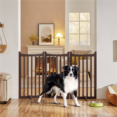 Yaheetech Espresso 3 Panel Freestanding Wooden Pet Gate With Two Support Feet 150X90Cm - image 1