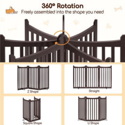 Yaheetech Espresso 3 Panel Freestanding Wooden Pet Gate With Two Support Feet 150X90Cm - thumbnail 4