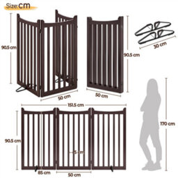 Yaheetech Espresso 3 Panel Freestanding Wooden Pet Gate With Two Support Feet 150X90Cm - thumbnail 3
